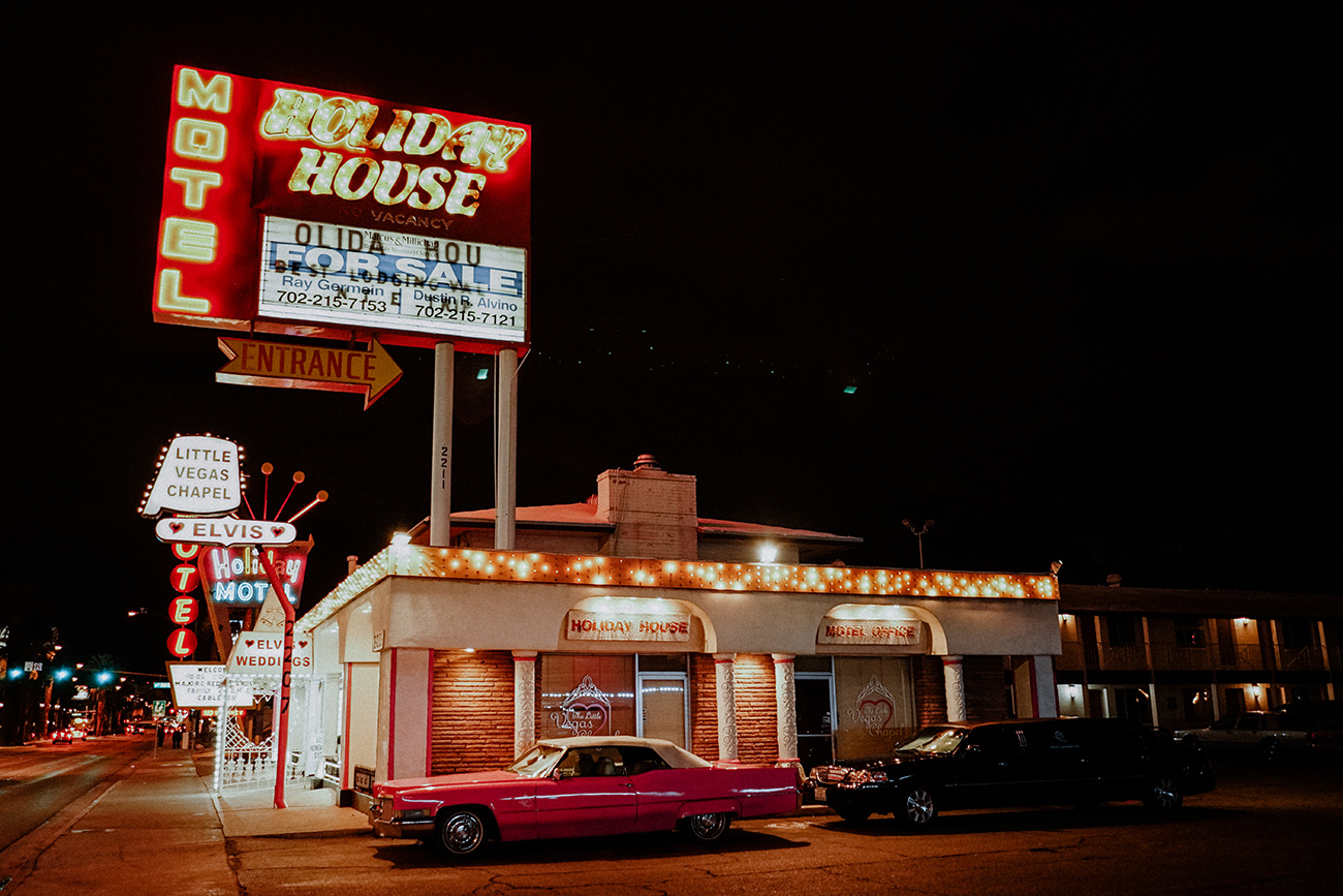Little Vegas Chapel and Pink Cadillac by Maria Grinchuk
